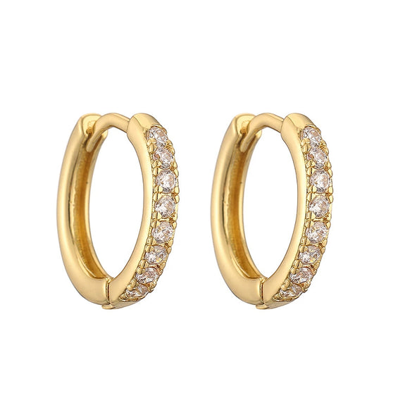 Wholesale Jewelry Copper Geometric Single Row Oshaped Earrings Inlaid With Zircon For Women