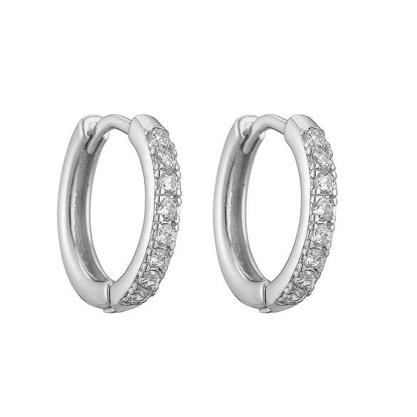 Wholesale Jewelry Copper Geometric Single Row Oshaped Earrings Inlaid With Zircon For Women
