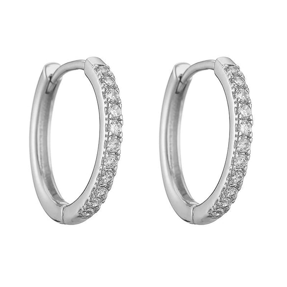 Wholesale Jewelry Copper Geometric Single Row Oshaped Earrings Inlaid With Zircon For Women