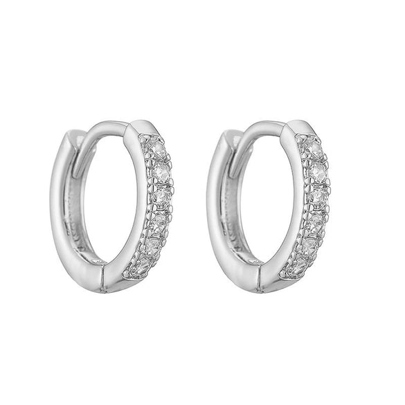 Wholesale Jewelry Copper Geometric Single Row Oshaped Earrings Inlaid With Zircon For Women