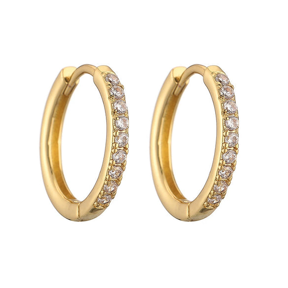 Wholesale Jewelry Copper Geometric Single Row Oshaped Earrings Inlaid With Zircon For Women