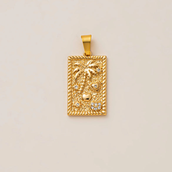 Wholesale Jewelry Copper Geometric Square Pendant Gold Plated Electroplated Women's Necklace