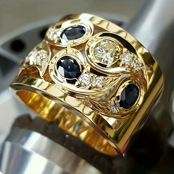 Wholesale Jewelry Copper Geometric Zirconia Hollow Flower Ring