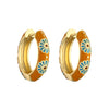 Wholesale Jewelry Copper Gold Plated Dripping Oil Daisy Pattern C Shaped Earrings For Women