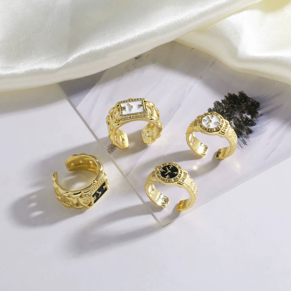 Wholesale Jewelry Copper Gold Plated Geometric Open Ring For Women