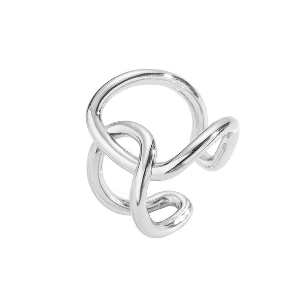 Wholesale Jewelry Copper Gold Plated Geometric Water Drop Retro Twist Open Ring For Women