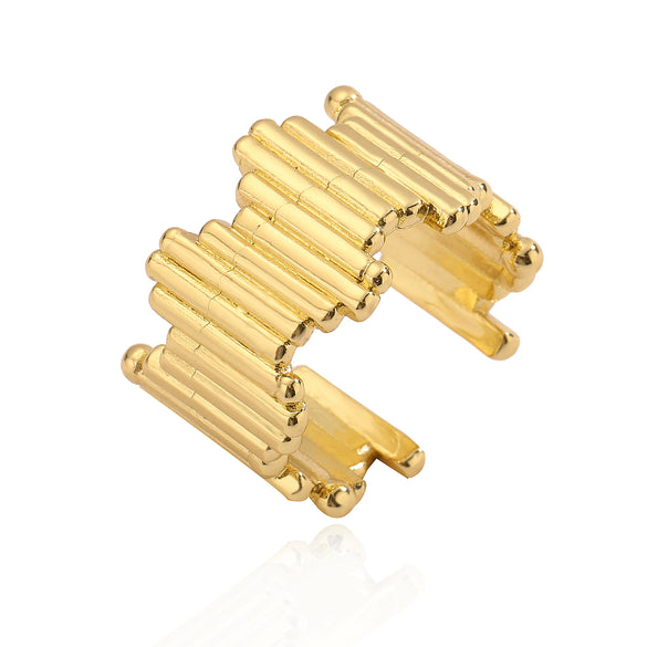 Wholesale Jewelry Copper Gold Plated Geometric Water Drop Retro Twist Open Ring For Women