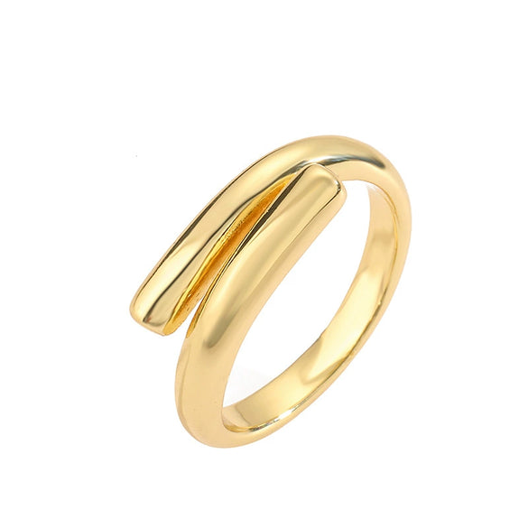 Wholesale Jewelry Copper Gold Plated Geometric Water Drop Retro Twist Open Ring For Women