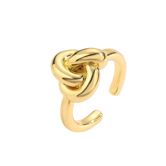 Wholesale Jewelry Copper Gold Plated Geometric Water Drop Retro Twist Open Ring For Women