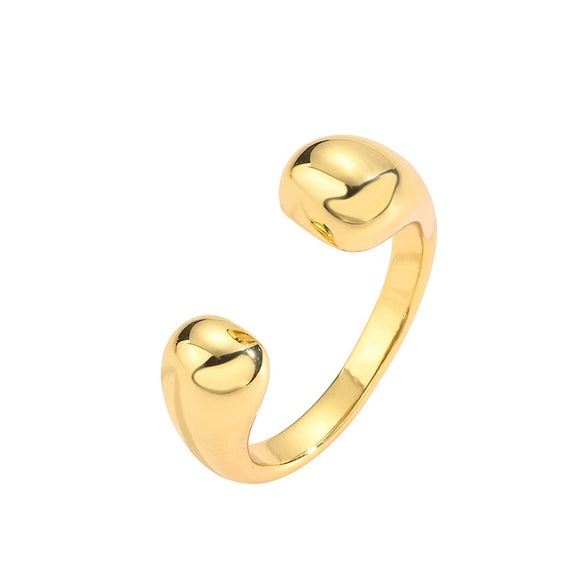 Wholesale Jewelry Copper Gold Plated Geometric Water Drop Retro Twist Open Ring For Women
