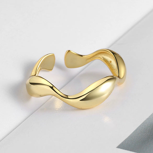 Wholesale Jewelry Copper Gold Plated Irregular Wavy Pattern Ring