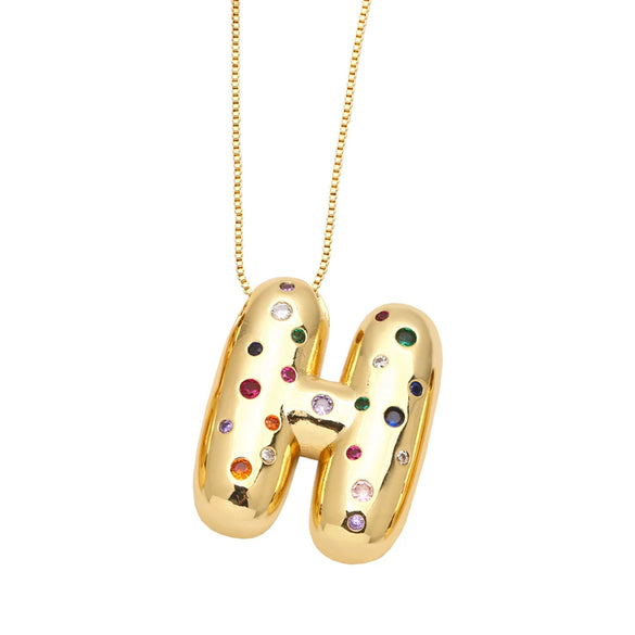 Wholesale Jewelry Copper Gold Plated Letter Pendant Necklace With Box Chain