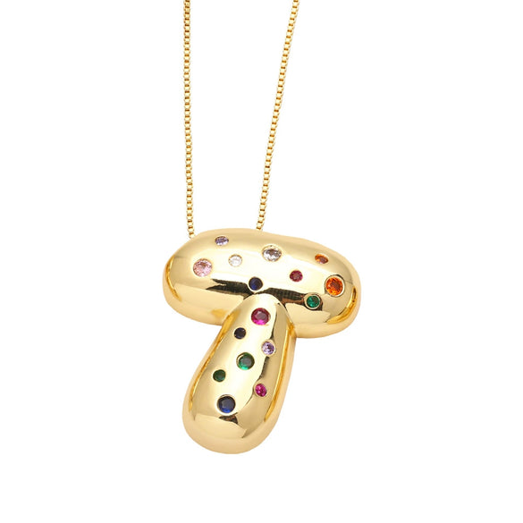 Wholesale Jewelry Copper Gold Plated Letter Pendant Necklace With Box Chain