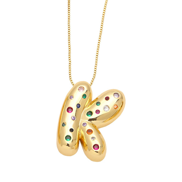 Wholesale Jewelry Copper Gold Plated Letter Pendant Necklace With Box Chain