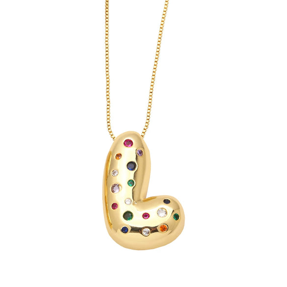 Wholesale Jewelry Copper Gold Plated Letter Pendant Necklace With Box Chain