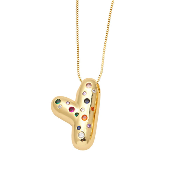 Wholesale Jewelry Copper Gold Plated Letter Pendant Necklace With Box Chain