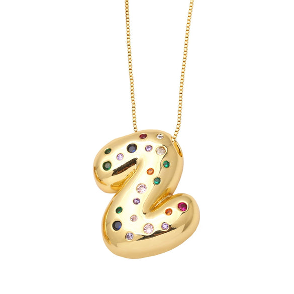 Wholesale Jewelry Copper Gold Plated Letter Pendant Necklace With Box Chain