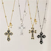 Wholesale Jewelry Copper Gold Plated Oil Drop Cross Ochain Necklace For Women Geometric Style