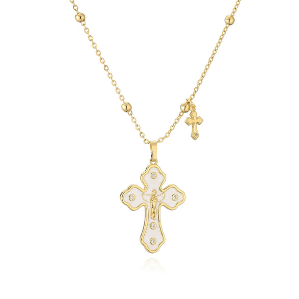 Wholesale Jewelry Copper Gold Plated Oil Drop Cross Ochain Necklace For Women Geometric Style
