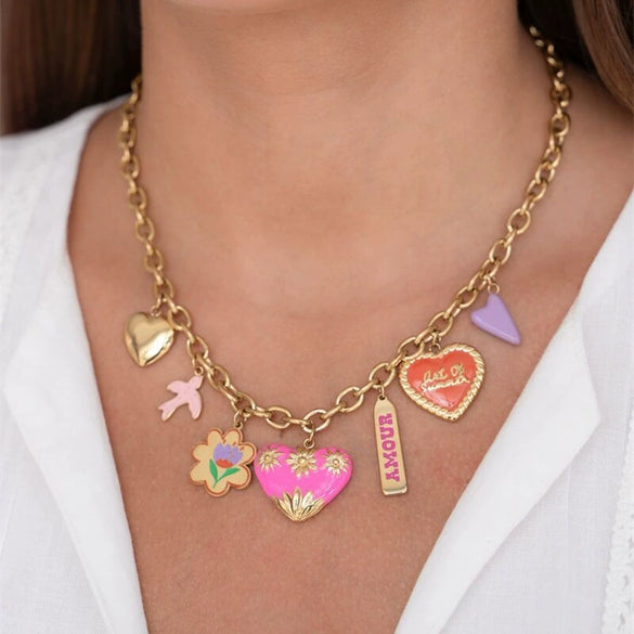 Wholesale Jewelry Copper Gold Plated Sweet Style Heart Shape Bow Tie Pendant Necklace