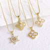 Wholesale Jewelry Copper Goldplated Geometric Fourleaf Clover Snowflake Pendant Necklace With Bamboo Chain