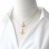 Wholesale Jewelry Copper Goldplated Geometric Fourleaf Clover Snowflake Pendant Necklace With Bamboo Chain