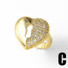 Wholesale Jewelry Copper Goldplated Geometric Love Heart Open Ring For Women