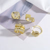 Wholesale Jewelry Copper Goldplated Geometric Love Heart Open Ring For Women