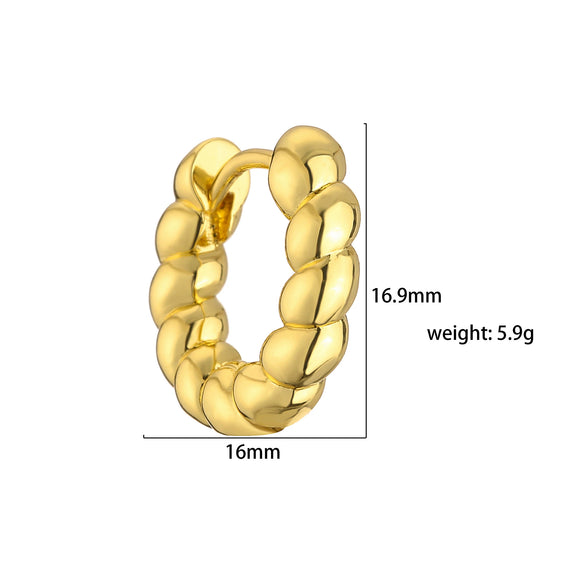Wholesale Jewelry Copper Goldplated Geometric Twist Small Hoop Earrings For Women