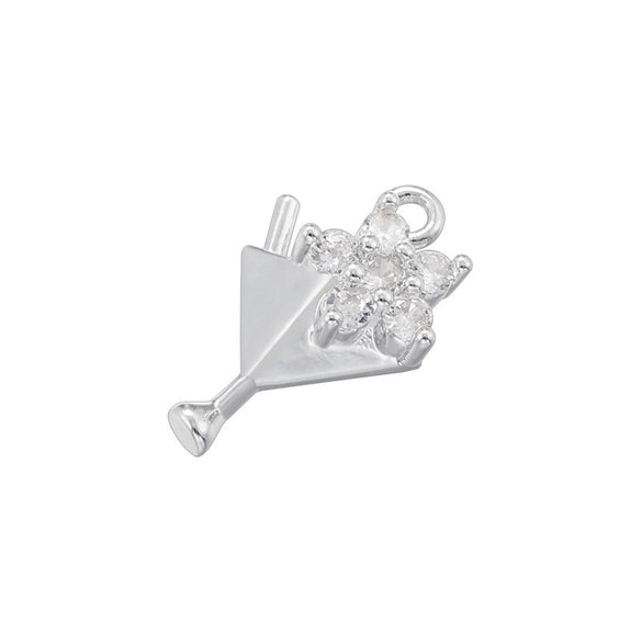 Wholesale Jewelry Copper Goldplated Heart Flower Bow Pendant