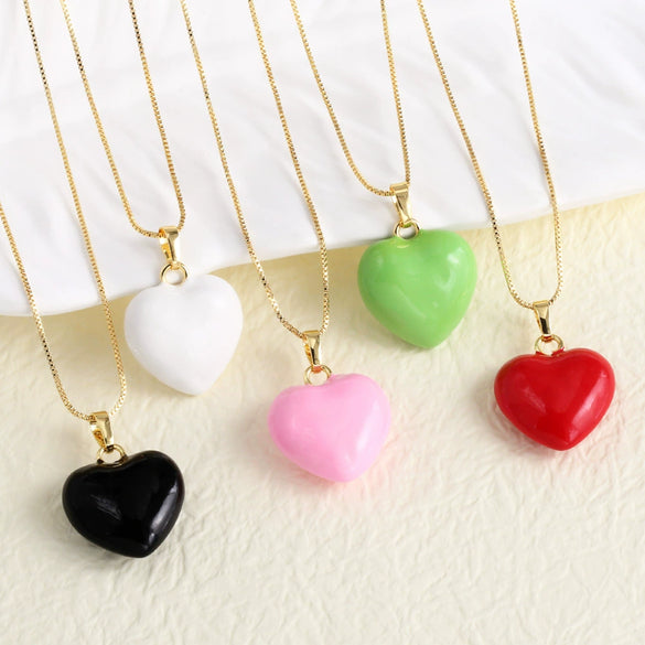 Wholesale Jewelry Copper Goldplated Heart Pendant Necklace Box Chain