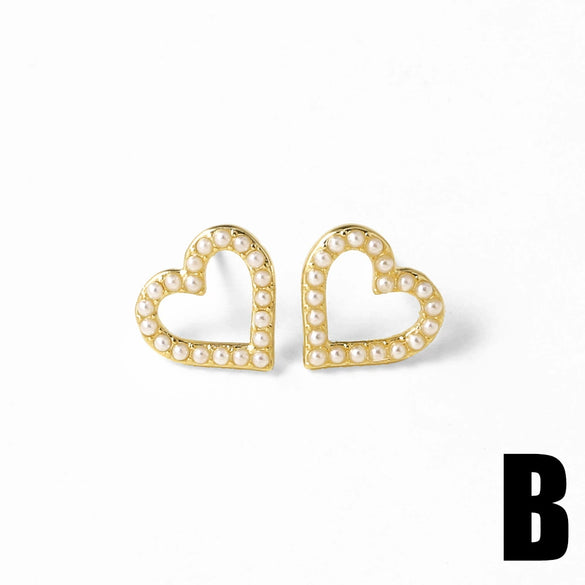 Wholesale Jewelry Copper Goldplated Heart Shape Earrings
