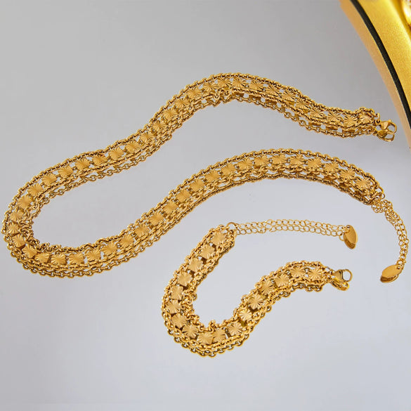 Wholesale Jewelry Copper Goldplated Ochain Multilayer Stitching Allmatch Bracelet Necklace
