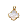 Wholesale Jewelry Copper Goldplated Sweet Style Flower Fourleaf Clover Pendant With Zircon Inlaid And Colorpreserving Abalone Shell Diy Jewelry Accessories Double Hole