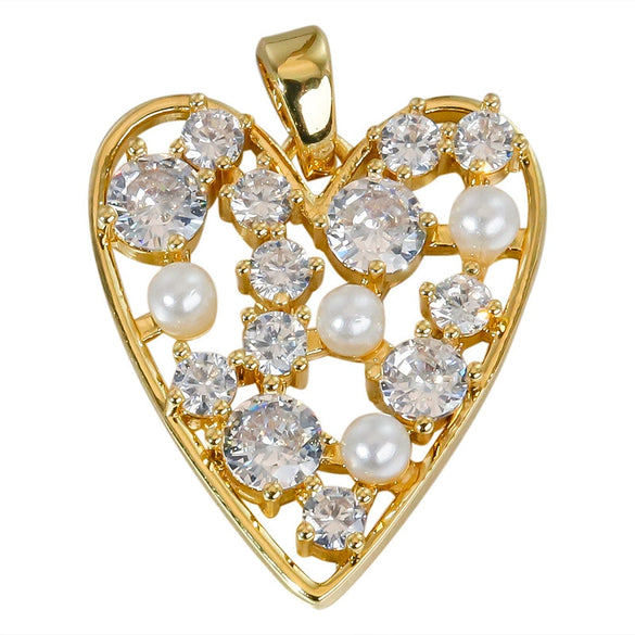 Wholesale Jewelry Copper Heart Microinlay Goldplated Love Necklace Pendant And Earrings