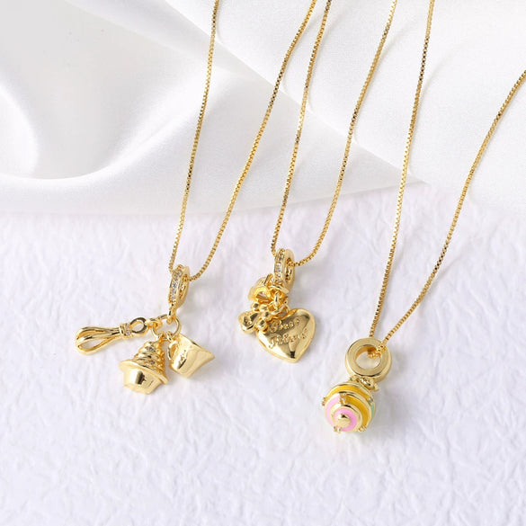 Wholesale Jewelry Copper Heart Pendant Necklace Electroplating Minimalist Style