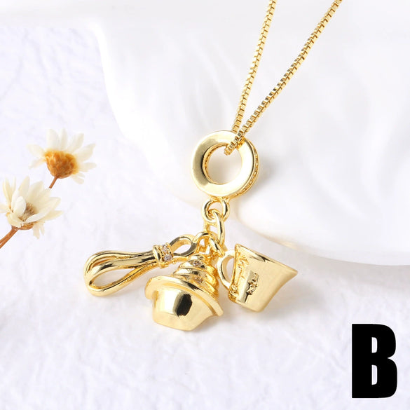 Wholesale Jewelry Copper Heart Pendant Necklace Electroplating Minimalist Style