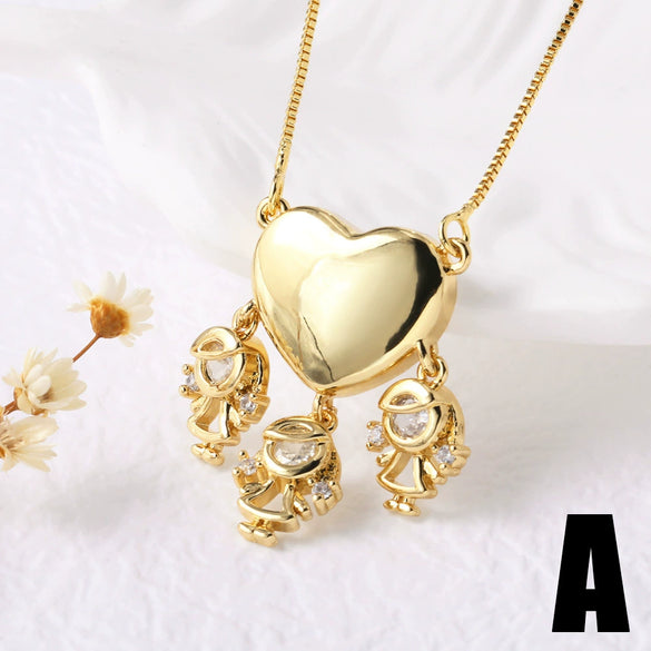 Wholesale Jewelry Copper Heart Pendant Necklace With Box Chain Electroplating