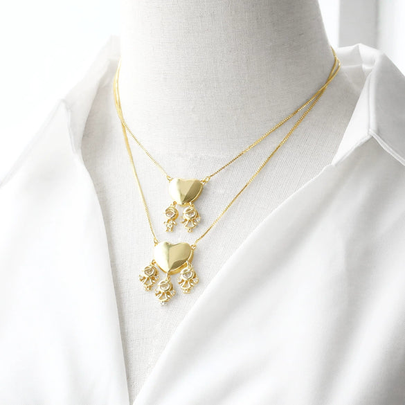 Wholesale Jewelry Copper Heart Pendant Necklace With Box Chain Electroplating