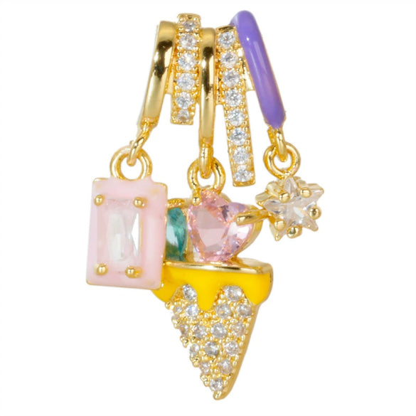 Wholesale Jewelry Copper Heart Rhombus Geometric Electroplated Tassel Pendant Necklace