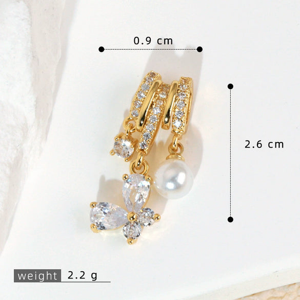 Wholesale Jewelry Copper Heart Rhombus Geometric Electroplated Tassel Pendant Necklace