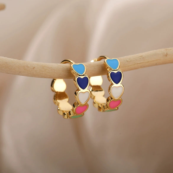 Wholesale Jewelry Copper Heart Shape Butterfly Cshaped Ear Studs Electroplating For Women