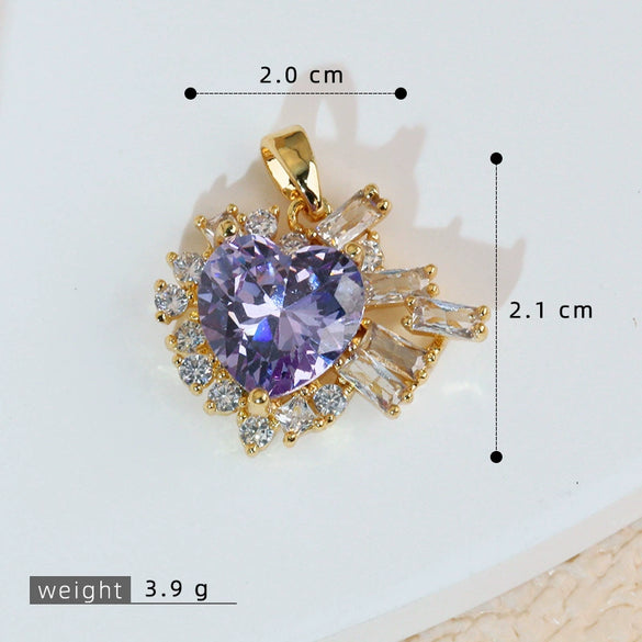 Wholesale Jewelry Copper Heart Shape Electroplating Love Zircon Single Pendant Necklace And Earrings For Women