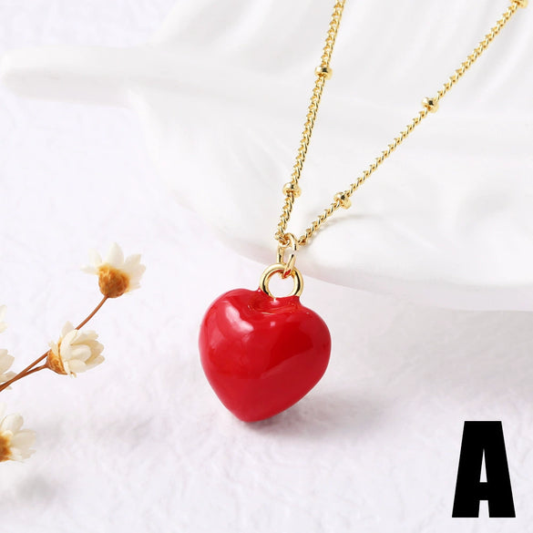 Wholesale Jewelry Copper Heart Shape Pendant Necklace With Goldplated Electroplating