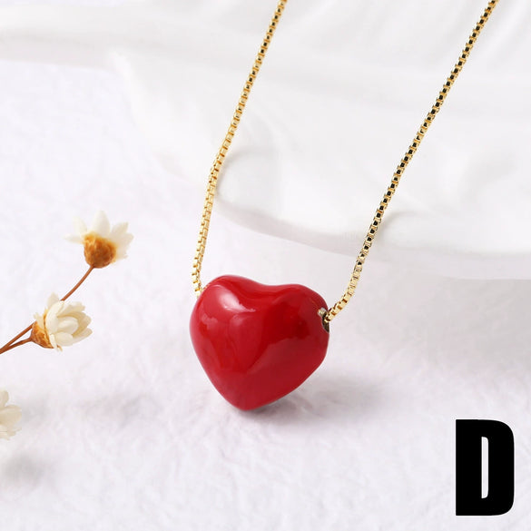 Wholesale Jewelry Copper Heart Shape Pendant Necklace With Goldplated Electroplating
