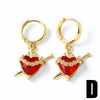 Wholesale Jewelry Copper Heart Shaped Pendant Earrings Electroplated Simple Style