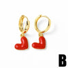 Wholesale Jewelry Copper Heart Shaped Pendant Earrings Electroplated Simple Style