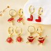 Wholesale Jewelry Copper Heart Shaped Pendant Earrings Electroplated Simple Style