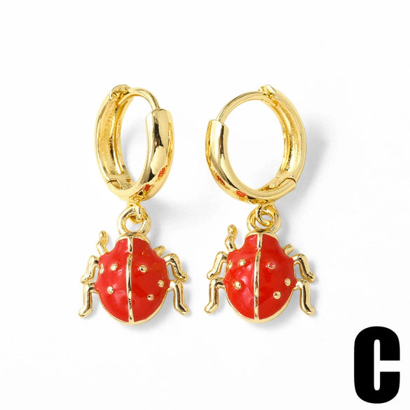 Wholesale Jewelry Copper Heart Shaped Pendant Earrings Electroplated Simple Style