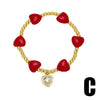 Wholesale Jewelry Copper Heart Star Fruit Pendant Beaded Bracelet Electroplated